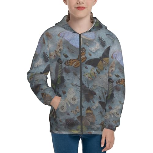 Butterfly and Beetle Kid Hoodies Boys Zip Up Sweatshirts Girls Pullover with Pocket3