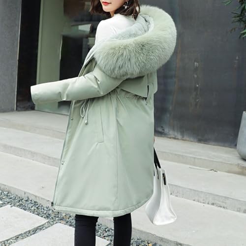 Manteau d'hiver long doublure fourrure parka épaissir structure bulle