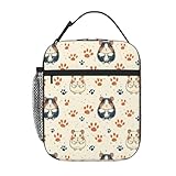 Anceky Fiambrera vintage con estampado de pata de hámster, reutilizable, isotérmica, para la oficina, el trabajo, picnics, camping y playa.