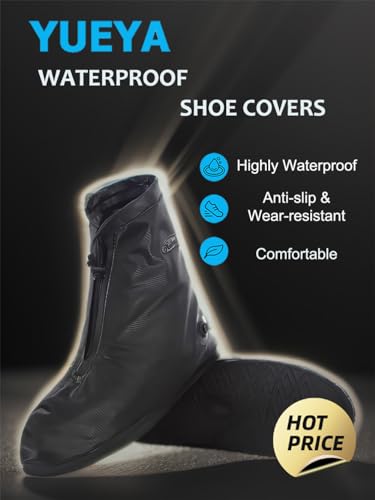 Image of Waterproof Shoe Covers for Rain & Snow, Non-Slip Reusable Overshoes with Zipper - Durable Shoe Protectors for Hiking, Cycling, Outdoor Activities,Rain Boots for Men, Women & Kids