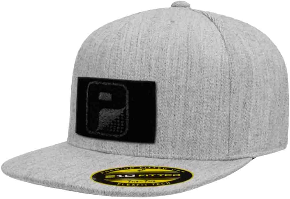 Pull Patch Flat Bill Premium Flexfit Hat | Heather Grey Baseball Tactical Cap | 2x3 in Loop Surface to Attach Morale Patches