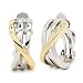 Clip on Earrings Gold Plated Two Tone Criss Cross Crossover Women Fashion