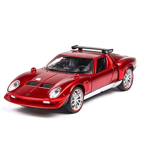 Car Model for La-mborghini Supercar Toy Metal Die Cast Sound Light Pull Back for Collection Vehicle Kids Gift 1:32 Alloy Simulation (Color : Red)