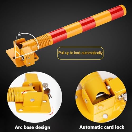 Lockable Folding Security Bollard Folding Parking Lock for Car Park Protection.Parking Space Lock Bollard - Removable Steel Safety Post Barrier for Traffic-Sensitive Areas，（1pcs） image 5