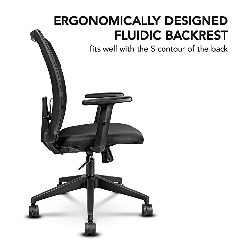 Image of Wipro Breathe Mid Back Mesh Ergonomic Home & Office Chair (Black) with Adjustable armerst, Nylon Base and Nylon Castors, BIFMA Compliant