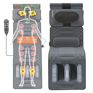 DZTBX Estera De Masaje De Cuerpo Completo con Calor, 20 Cabezales, Almohadilla De Colchón De Masaje Vibratorio, Silla De Masaje Eléctrica Multifuncional con Calefacción, Almohadilla Trasera