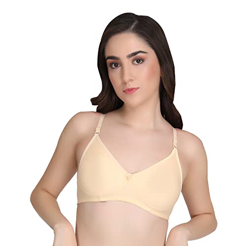 Image of Women Non Padded Bra - Made of Pure Cotton Full Coverage Non Wired Soft Cup for T-Shirt Saree Dress and for Everyday
