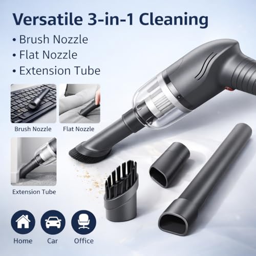 Image of QLECT 12kPA Powerful Suction 60W Wireless Hand Vacuum 3-in-1 Wireless Portable Vacuum Cleaner, BLDC Motor HEPA Filter, Compact & Lightweight for Car, Home use, & Pet Hair
