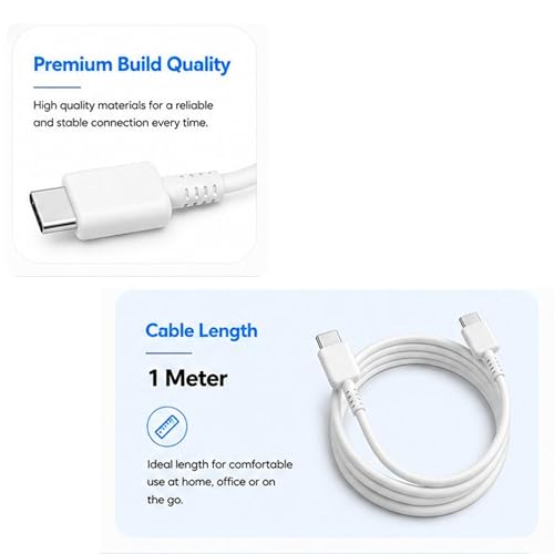 Image of 25W Type C To Type C White Cable | High Speed Data Transfer | Compatible with Samsung Galaxy | Original Superfast Charging