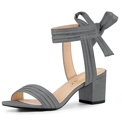 Image of Allegra K Women's Open Toe Ankle Tie Back Block Heels Sandals