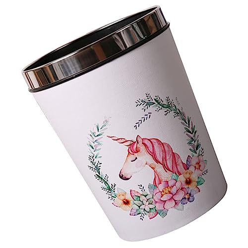 Cabilock papelera para oficina bote de basura de navidad papelera de reciclaje del dormitorio kitchen bin Papelera práctica bonita contenedor de papel usado bote de basura redondo cuero