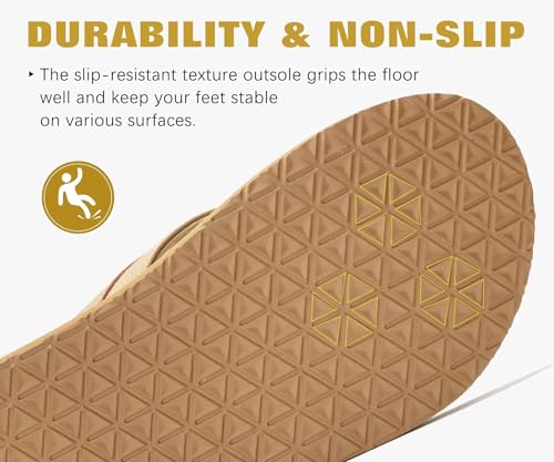 image for KuaiLu Men's Leather Flip Flops Arch Support Summer Beach Pool Water T