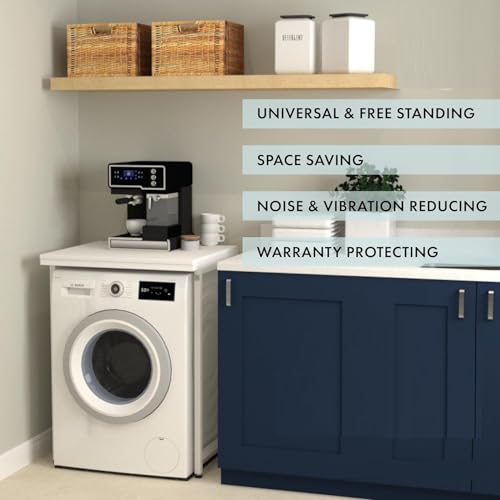 Image of 58603 Handy Stand - Freestanding Worktop & Washing Machine Stand | Multi-Purpose Appliance Stacking Kit & Laundry Pedestal for Garage, Utility Room, or Kitchen - White