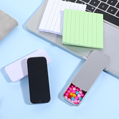 Image of 3 PCS Metal Tin Box Containers, 3.15x1.34x0.47Inch Slide Top Tin Containers Rectangular Empty Hinged Tin Boxs, Portable Box Containers Mini Tins with Lids for Candies, Jewelry, Crafts