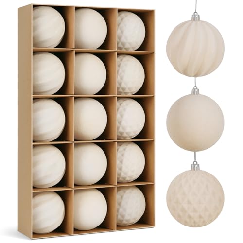 Miaikoe 15 Stück Samt Weihnachtskugeln hängende Ornamente Set,...