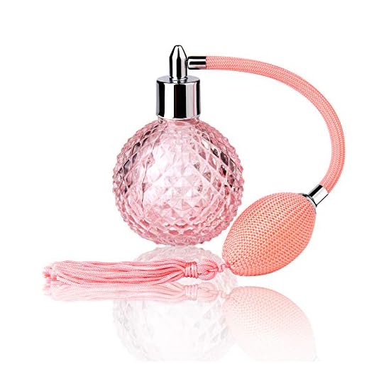 Lamoutor Botella de perfume vintage de 100 ml, color rosa, recargable, con borla larga