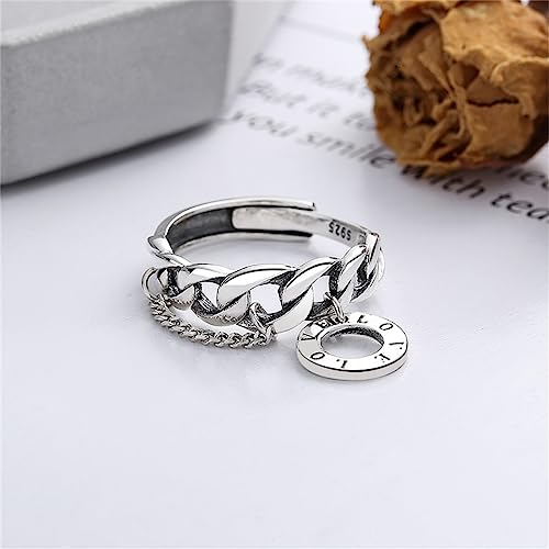 Bague chaîne coréenne argent S925 avec message LOVE cadeau idéal