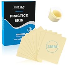 Emalla 3mm Premium Tattoo Fake Skin, 10Pcs Silicone Practice Skin for Practice Double-Sided Use 7.4"x5.6" Soft Skin for Artists and Beginners Tattoo Supplies