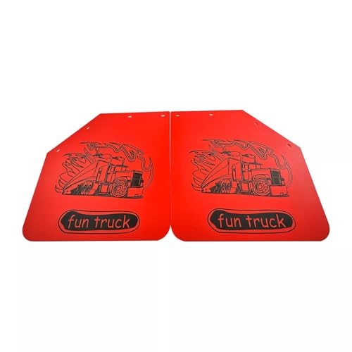 Image of Pair 24 inch x 24 inch Red Rear Angled Mud Flaps for Semi Truck Trailer Heavy Duty 1 /5 inch Thick