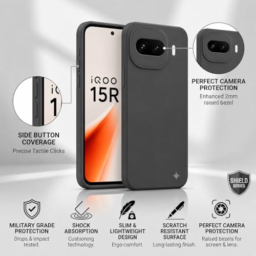 Image of FIRST MART Matte Silicone Back Cover for iQOO 15R - Black