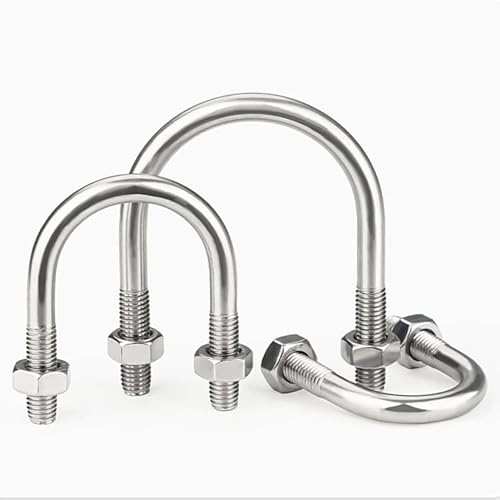 FamlTol M8 Bügelschraube 33mm Innenbreite, Rundstahlbügel U-Bolzen Zurrbügel, U Bügel Mit Gewinde für Zur Befestigung verschiedener kleiner und schwerer Rohre im Innen- und Außenbereich | 2 Stück