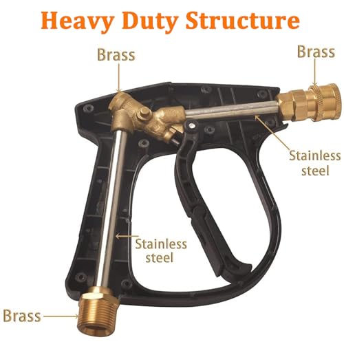 High Pressure Power Washer Gun Kit Pressure Washer Spray Gun M22-14mm/15mm Fitting and 3/8" Quick Connector - Image 3