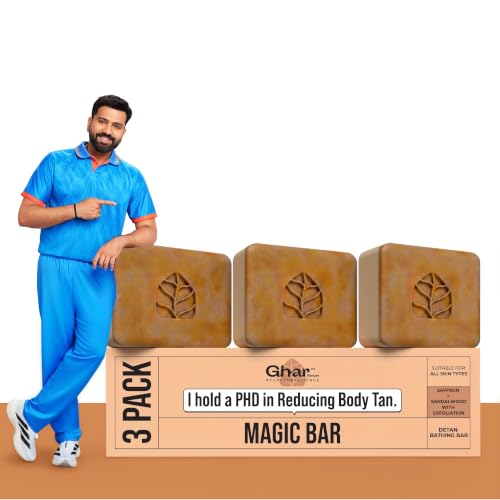 Ghar Soaps Sandalwood & Saffron Magic Bar For Bath (300 Gms Pack Of 3) | Paraben Free | Chandan & Kesar Bath Soap | Handmade Soaps For Glowing | Skin Brightening Soap For Men & Women - Image 3