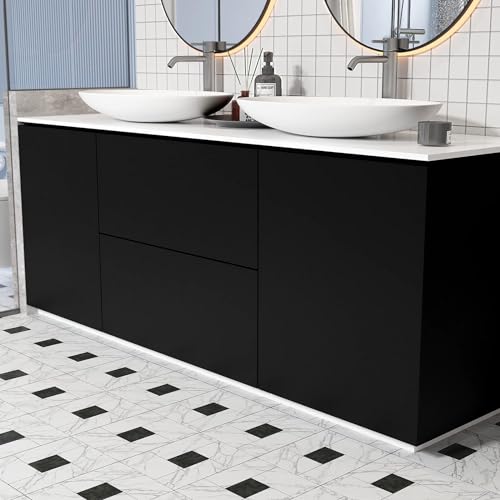 Image of HOME13 Self Adhesive Wallpaper Matte Black Removable and Decorative Vinyl Wallpaper for Kitchen Countertop Cabinets Table 2 Ft x 20 Ft with 2pcs
