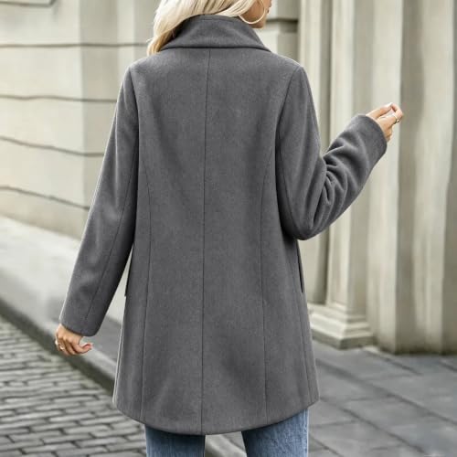 Wool Jacket Women Winter Trench Coats Thicken Pea Coat with Pockets | Plus Size Chunky Jackets, Casual Lapel Collar Buttons Outerwear, Oversized Cardigans,Soft Comfy Warm Overcoats - image 5