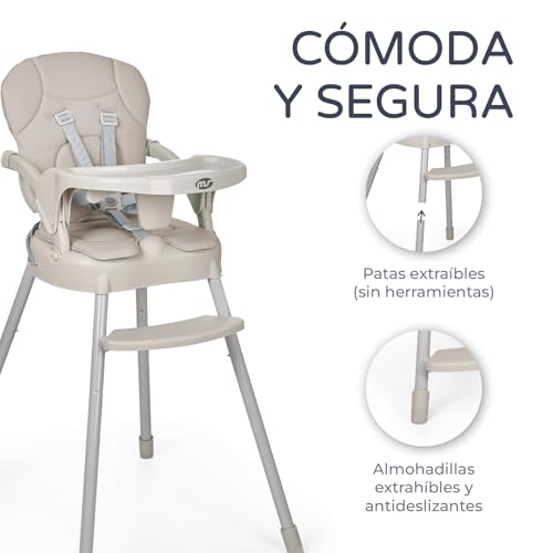 Miniatura 2 de Ms - Trona Para Bebe Spoon Convertible En Alzador Y En Silla- 3 En 1- Trona Plegable Ms Con Asiento Acolchado Gris