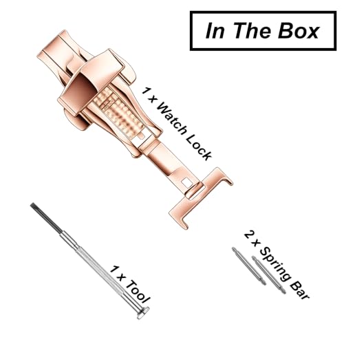 Image of DBLACK ''DSLCK3'' Butterfly Lock Stainless Steel Deployment Buckle Double Push Spring Clasp for Watch strap / / For 16mm, 18mm, 20mm, or 22mm Watch Bands (Choose Your Size & Color)