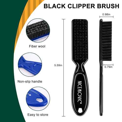 NICEMOVIC 10 Pcs Barber Clipper Cleaning Brush, Barber Accessories Cleaning Supplies, Blade Trimmer Cleaning Mini Brush Bulk Set Duster Manicure Nylon Brush Hair Styling Brush Tool (Black&Blue) - Thumbnail 2