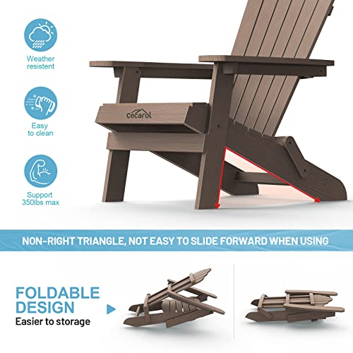 Cecarol Folding Adirondack Chair, Weather Resistant Poly Lumber Patio Chair, Lawn Chair, Outdoor Adirondack Chair For Fire Pit, Deck Garden,Backyard Deck, Coffee-Tfc4 #TOP1
