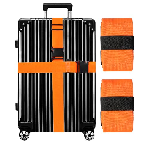 Image of Luggage Straps for Suitcases TSA Approved-2 Pack Bright Personalized Luggage Belt Strap for Suitcase /Carry On Bag Luggage Accessories for Travel (Neon Orange)