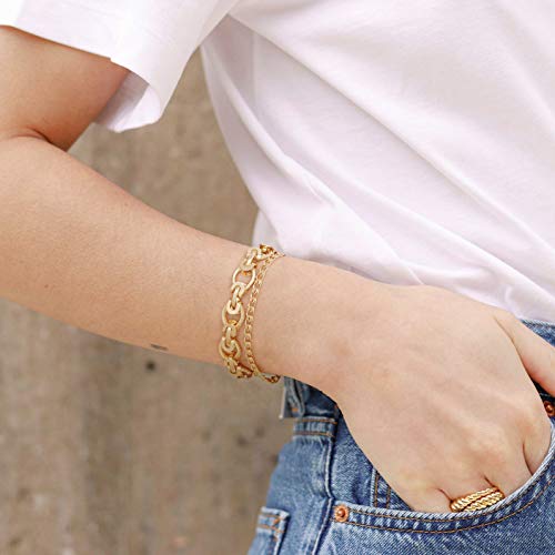 Sofybja 18K Gold Plated Personalized Chunky Cuban Oval Link Chain Bracelets For Women Rope Bracelet Handmade Jewelry For Women #TOP4
