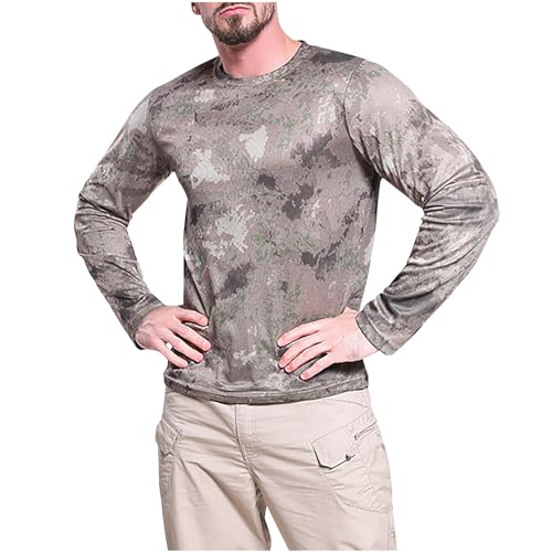 UV Shirts for Men Lightweight Camo Sun Protection Shirts UPF 50 + Long Sleeve Outdoor T-Shirts Crewneck Quick Dry Tees