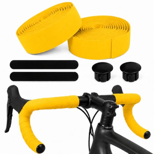 PSLER Bike Handlebar Tape - EVA Bike Grip Tape for Road Bike 2 Rolls Yellow