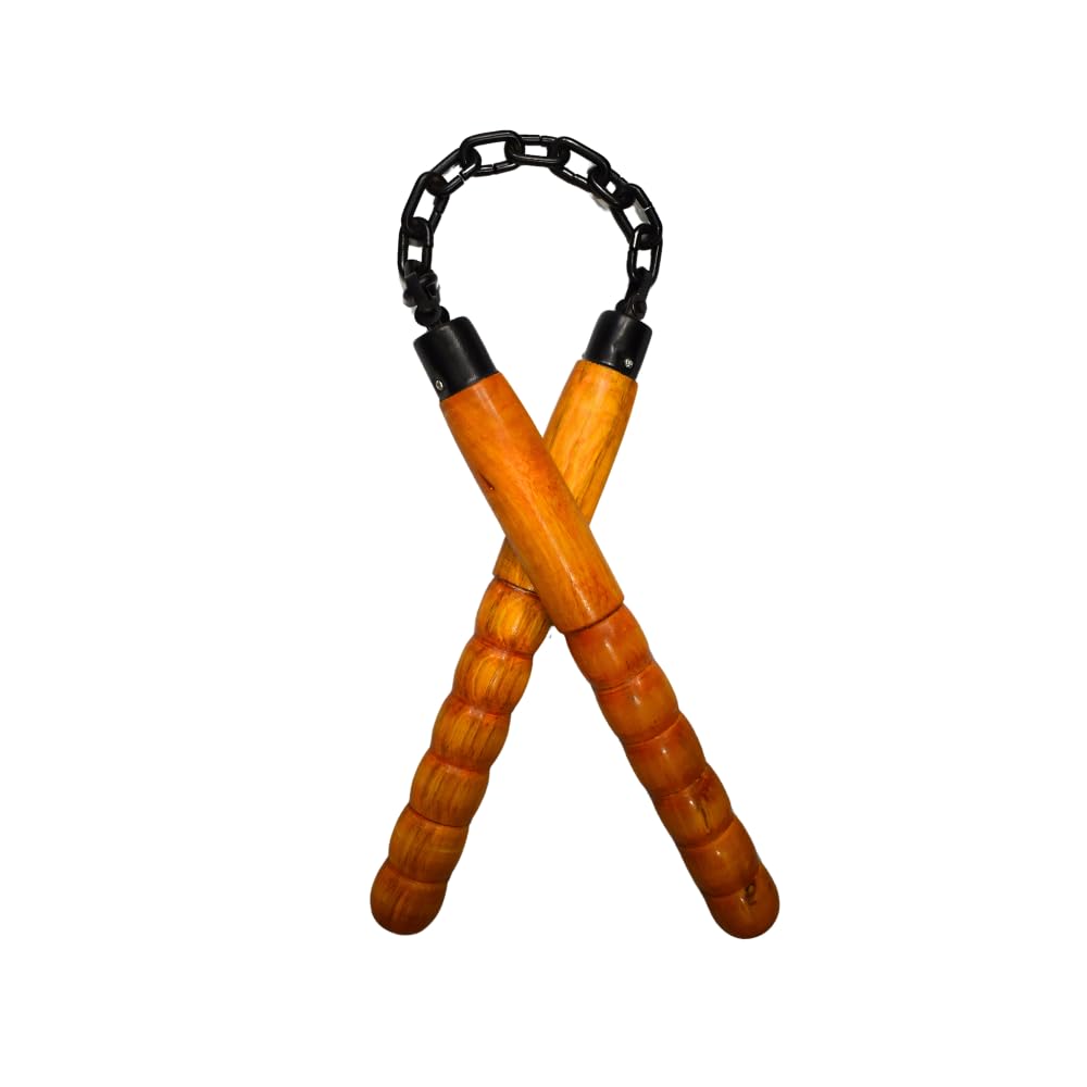 PROVERVE Wooden Nunchaku for Kids and Adults, Martial Arts, Kung Fu Training Nunchakus, Karate Training Nunchucks with Steel Ball Bearing Swivel Chain and Cap System (Pack of 1)