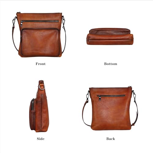 HESHE Genuine Leather Crossbody Purses for Women Soft Leather Purse Satchel Shoulder Bags with Multi Pockets4