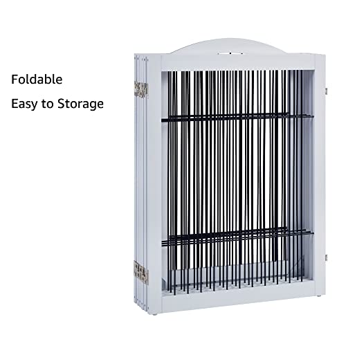 Unipaws Pet Playpen With Wood And Wire, 6 Panels Extra Wide Freestanding Walk Through Dog Gate With 4 Support Feet, Foldable Stairs Barrier Pet Exercise Pen For Dogs Cats Pets, White #TOP3