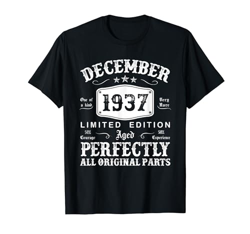 Diciembre 1937 87 Años Cumpleaños Hombre Fabricado En 1937 Camiseta