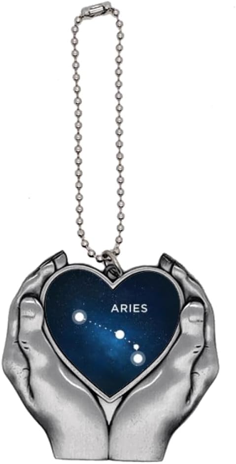 Aries Constellation Zodiac Sign Car Keychain Heart Pendant Ornament Charm