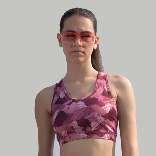 Image of SOIE Women's Medium Impact Quick Dry Padded Racerback Printed Athleisure Sports Bra