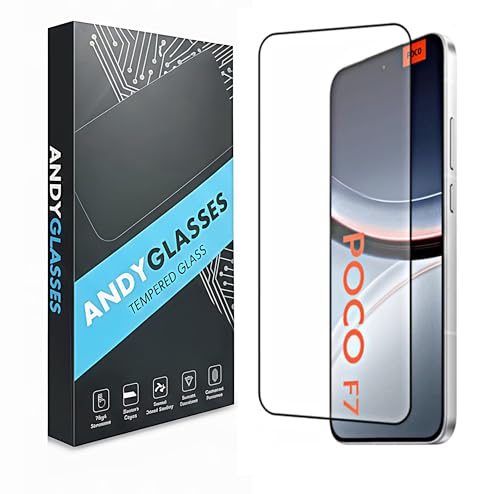 Image of Tempered Glass Screen Protector Compatible For Poco F7 5G /Poco F7 (Black) Edge To Edge Full Screen Coverage 9H With Easy Installation Kit,Pack Of 1