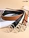SUOSDEY Women Leather Belt Fashion Double O-Ring Soft Faux Leather Waist Belts For Jeans Dress