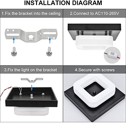 Plafonnier LED 12W au design géométrique noir moderne - 8