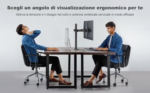 Techly 301740 Supporto Da Scrivania Per 2 Monitor 13-27" Diametro 48 Mm Ad Altezza Regolabile Con Morsetto A C Nero - 6