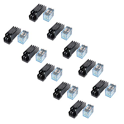 Relé de 8 pines con base LY2NJ 2NO 2NC 10A para paneles de control industriales de 12V 5