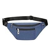 Riñonera para hombres y mujeres, riñonera impermeable de moda con cinturón ajustable, bolsa casual para viajes, deportes, correr., 2-Azul oscuro, 10.3” L x 5.9” W x 3.5” H