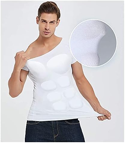 Heren gewatteerd spiershirt Heren nep buikspier T-shirt Heren nep spier